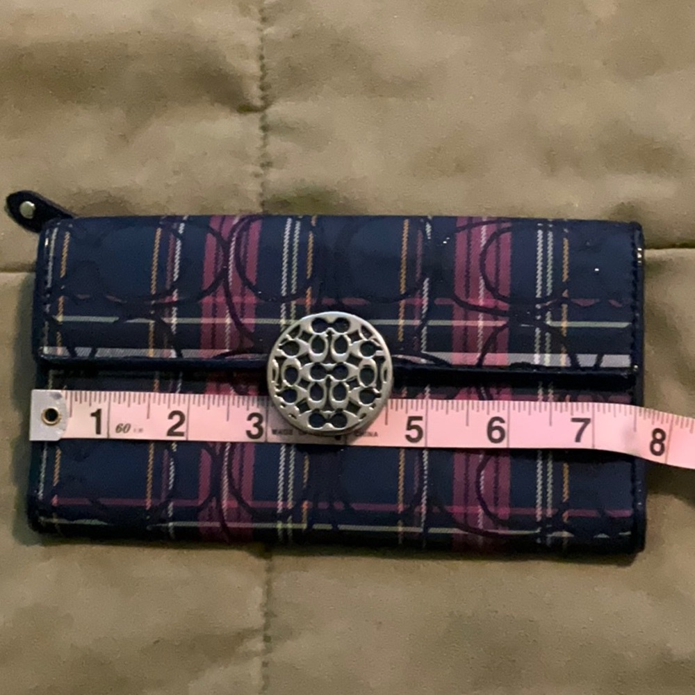 Coach Black and Pink Wallet with Plaid Design - Picture 7 of 8